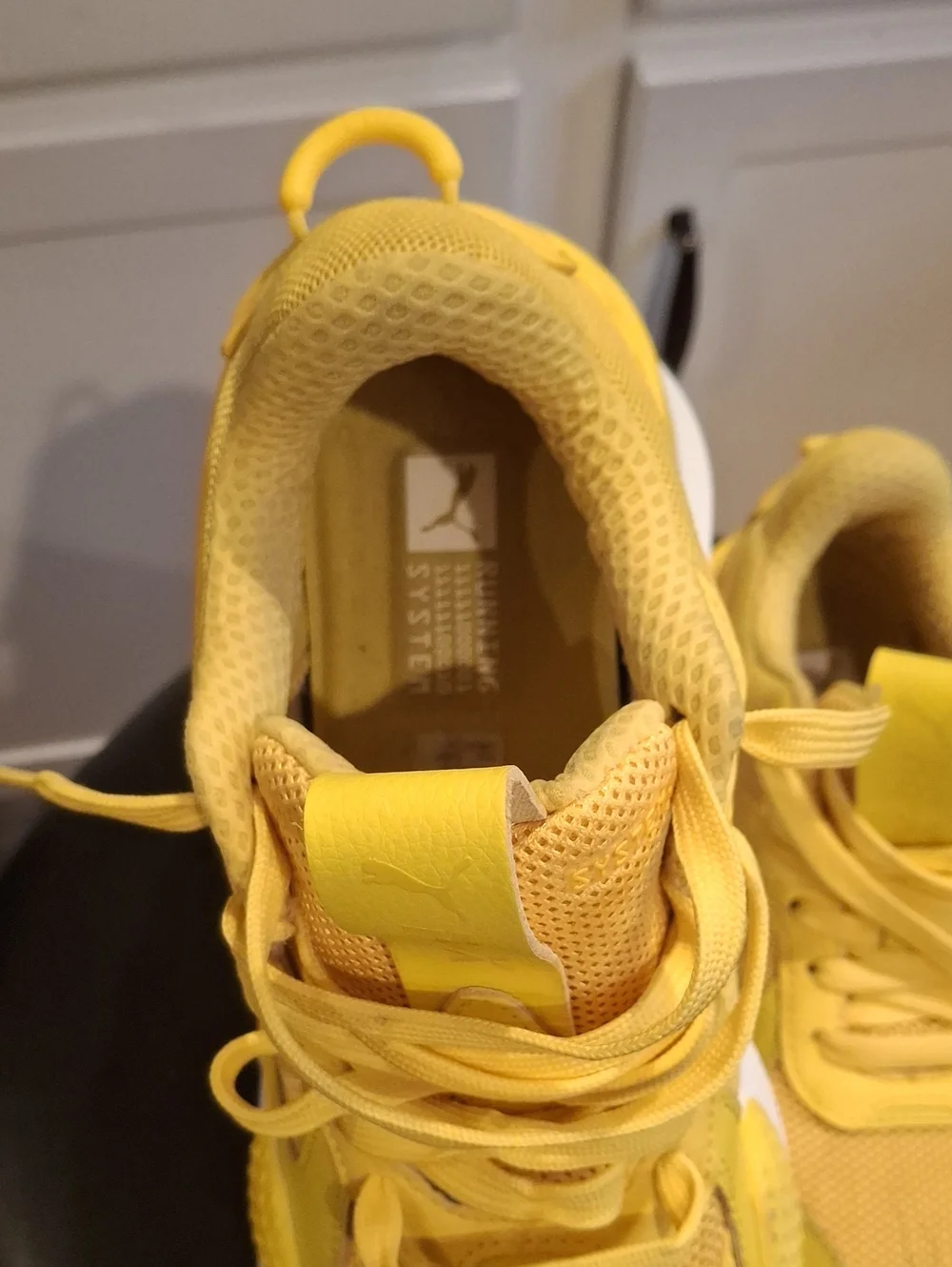Puma Yellow Mesh Lace-Up Sneakers